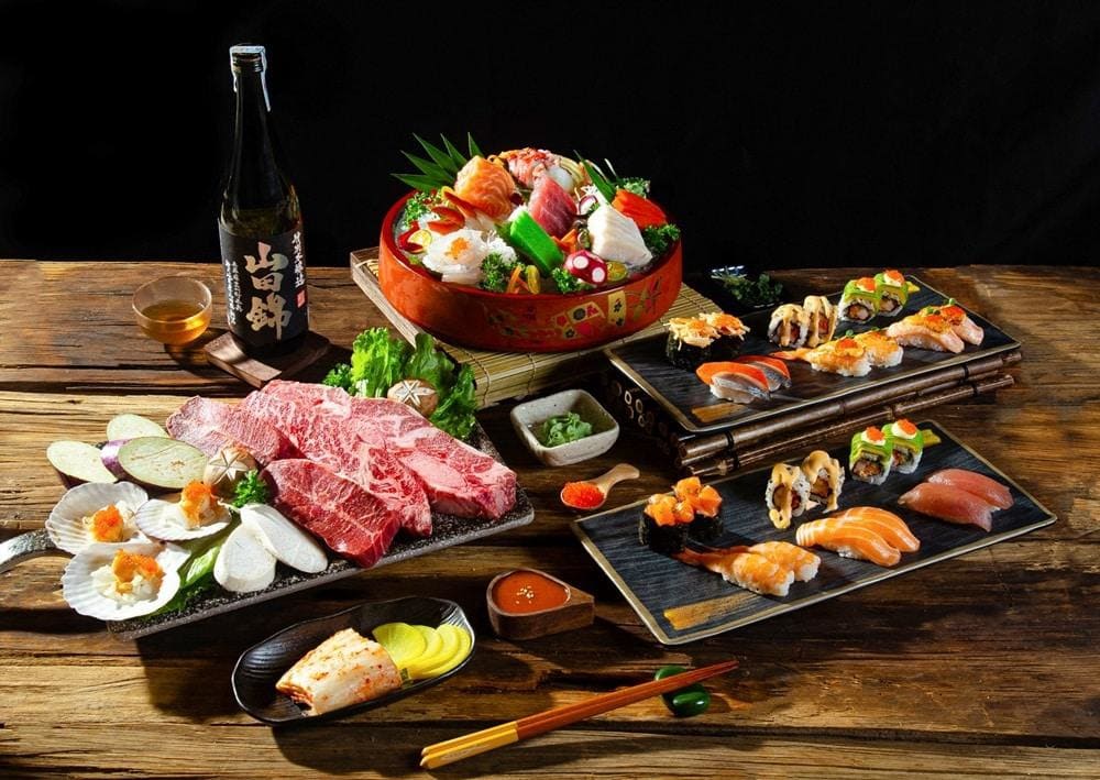 Buffet sushi và BBQ đa dạng tại Saju, phù hợp cho nhóm đông người (Nguồn: Saju Sushi & BBQ)